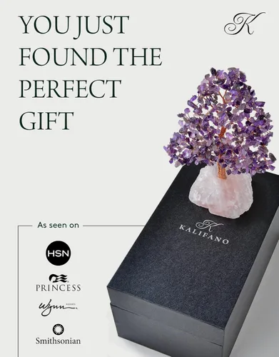 Miniatura 5 de KALIFANO Amatista natural prémium (414 piedras preciosas) Árbol de cristal de chakra con base de cuarzo rosa con propiedades curativas, árbol