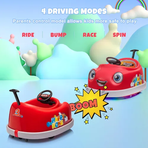 Miniatura 3 de Coche de parachoques eléctrico de batería dual de 12 V para niños con control remoto, giro de 360 grados, función de balancín de varilla de caballo