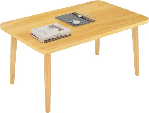 Miniatura 13 de Mesa de café Funecy Mesa baja con patas robustas de madera maciza, mesa de piso para sentarse en el suelo, almacenamiento y muebles para sala