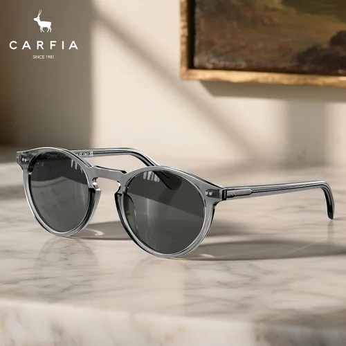 Miniatura 38 de CARFIA Gafas de sol redondas de acetato para hombre, polarizadas, protección UV, gafas de sol clásicas retro CA5289L