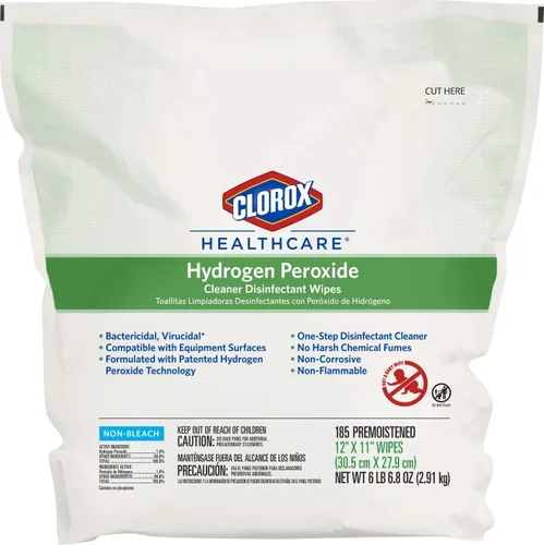 Clorox Healthcare Toallitas desinfectantes limpiadoras de peróxido de hidrógeno, 12 x 11 pulgadas, repuesto para cubo, 185 unidades (el paquete