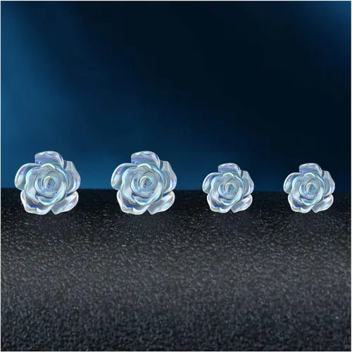 Miniatura 5 de Aretes de Poste de Plástico para Orejas Sensibles, KMEOSCH 2 Pares (6mm y 8mm) Rosa 3D Transparente Sin Metal Aretes de Tuerca Totalmente