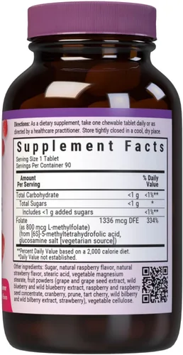 Miniatura 2 de Bluebonnet EarthSweet Metilfolato 800 mcg Coenzima activa celular 5-MTHF L Suplemento de metilfolato - Soporte prenatal y energético* - Sin OMG