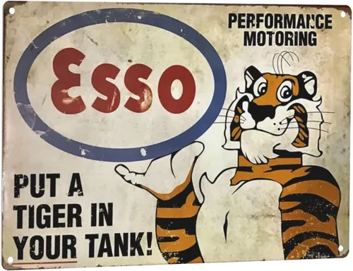 GCOCL Esso - Letrero decorativo de metal con texto en inglés «Put a Tiger in Your Tank», para bar, pub, garaje, hotel, 8 x 12 pulgadas