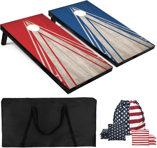 Miniatura 10 de Juego de tablas de Cornhole de 4 x 2 de tamaño reglamentario con bolsas de transporte y 8 bolsas de frijoles, juego de lanzamiento de frijoles