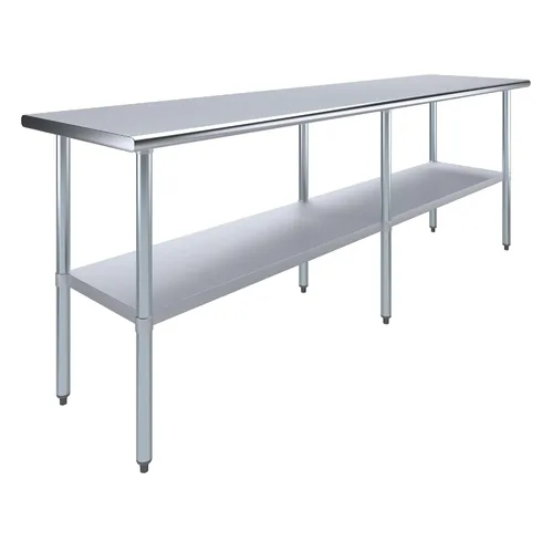 Miniatura 26 de AmGood Mesa de trabajo de acero inoxidable con estante inferior Preparación de alimentos NSF Estación de trabajo utilitaria