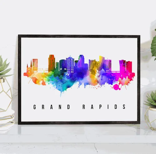 Miniatura 35 de Pera Print Rochester Skyline New York Póster, pintura de paisaje urbano de Nueva York, impresión de paisaje urbano y monumentos, arte de pared