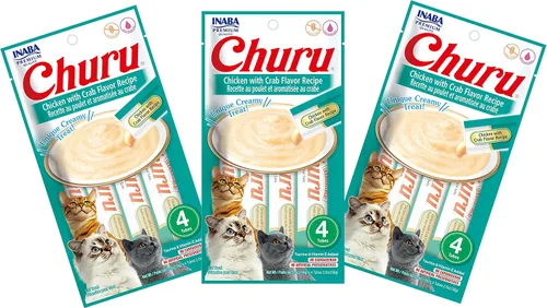 Miniatura 12 de INABA Churu - Golosinas naturales para gatos, puré para lamer (receta de pollo con cangrejo, 4 tubos)