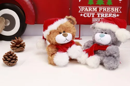 Miniatura 8 de Plushland Adorable oso de peluche suave y peludo, animal de peluche, juguetes de vacaciones, recuerdos de fiesta de Navidad para niños