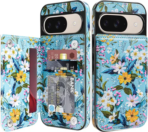 Miniatura 17 de Bizzib para Google Pixel 6A Funda de cuero tipo cartera con tarjetero, cubierta tipo libro con pata de pie, cierre magnético, funda protectora a