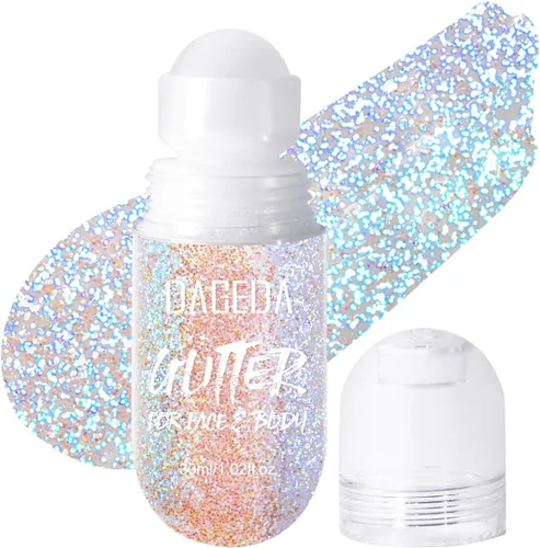 Miniatura 17 de DAGEDA Gel de purpurina corporal, purpurina facial enrollable para maquillaje de sirena, accesorios para festivales, rave, gel holográfico