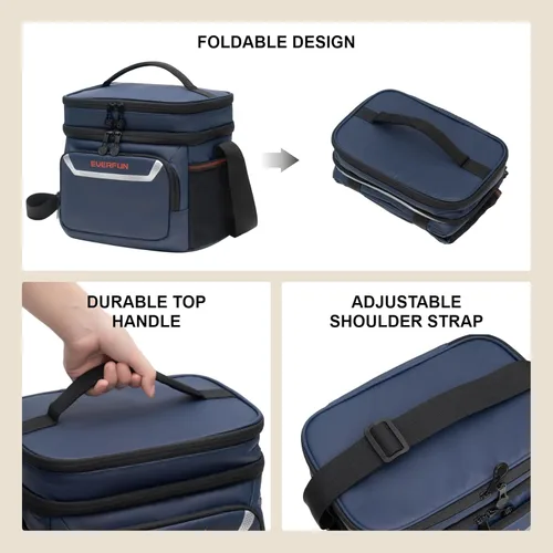 Miniatura 6 de EVERFUN Insulated Lunch Bag Soft Lunch Box for Men Dual Compartments Small Lunch Box Collapsible Waterproof Leak-Proof for Work