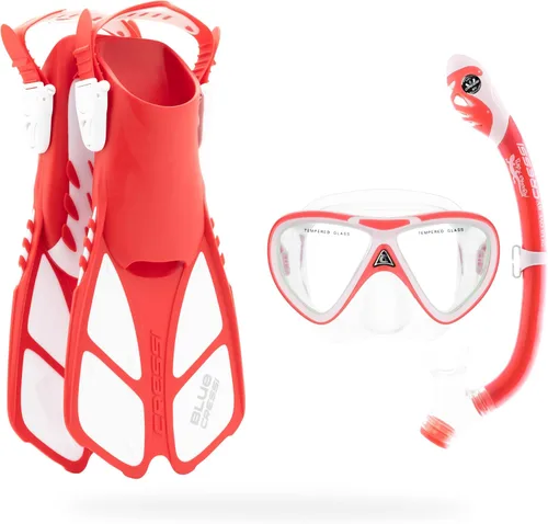 Miniatura 12 de Cressi Youth Snorkel Set for Kids Ages 3 to 8 - Short Adjustable Fins, Silicone Mask, Dry Snorkel - Mini Bonete Pro Dry Set