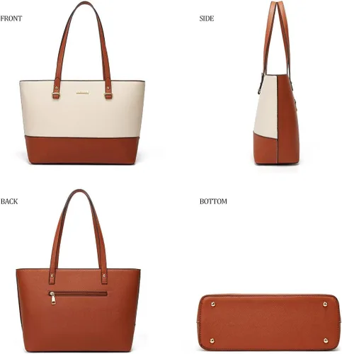 Miniatura 172 de Juego de 4 bolsas modernos para mujer de cuero sintético: bolso tote, bolso de hombro, bolso de mano y cartera.