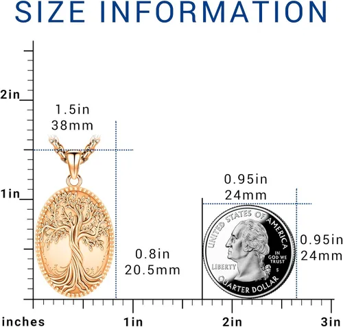 Miniatura 3 de Eusense Collar con medallón que sostiene imágenes de plata de ley 925 con medallón de fotos para mujeres y hombres, dorado