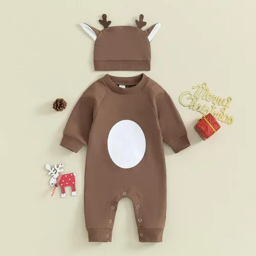 Miniatura 2 de Scloutarry Mameluco de manga larga con cuello redondo para bebé y niña, ropa de Navidad para bebé