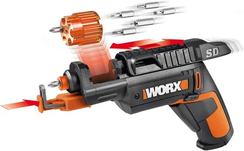 Worx WX255L - Destornillador eléctrico de 4 V, juego de destornilladores eléctricos inalámbricos recargables con 6 brocas, soporte para tornillos,