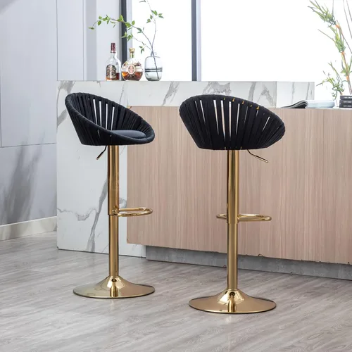Miniatura 3 de Taburetes de bar modernos y ajustables giratorios, taburete de bar de cocina con respaldo, juego de 2, sillas de bar de estilo ocio, para isla
