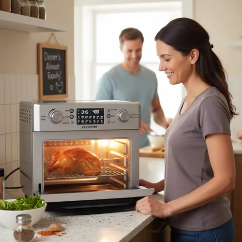 Miniatura 4 de NutriChef Horno freidora de aire eléctrico de 26L Freidora de aire giratoria de 1700W de sobremesa Función de rotación 360° 10 menús