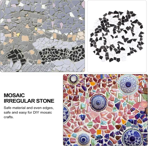 Miniatura 7 de HOMSFOU Azulejos de cerámica adhesivos azulejos de porcelana rotos irregulares Azulejos diminutos Piezas de vidrio de cristal para manualidades DIY