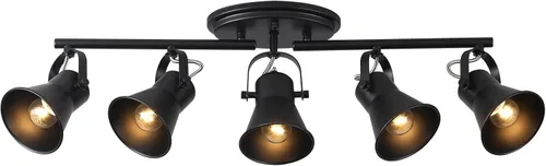 Miniatura 11 de KEESFU Iluminación de pista mini industrial para techo, luces de punto negras para interiores con cabezal de luz ajustable multidireccional, foco