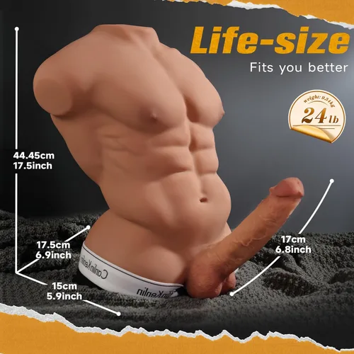 Miniatura 5 de Isskis Muñeca Sexual Masculina Grande de 24 Libras con Consolador Flexible para Mujeres, Polla Enorme Realista 3D de 6.8 Pulgadas, Muñecas Sexuales