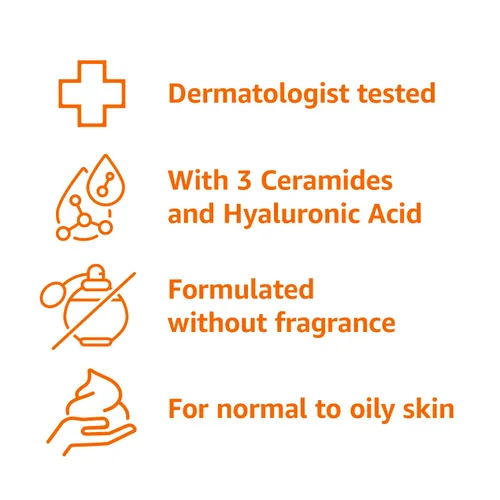 Miniatura 8 de Amazon Basics Limpiador facial espumoso con ceramidas y ácido hialurónico, suave lavado facial diario, no comedogénico, sin fragancia, 12 onzas