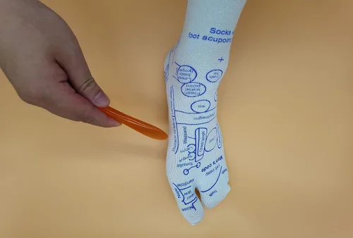Miniatura 5 de Broman Calcetines de reflexología con pluma de acupresión con extremo Gua Sha, remedio para aliviar el dolor de pies, talla de mujer