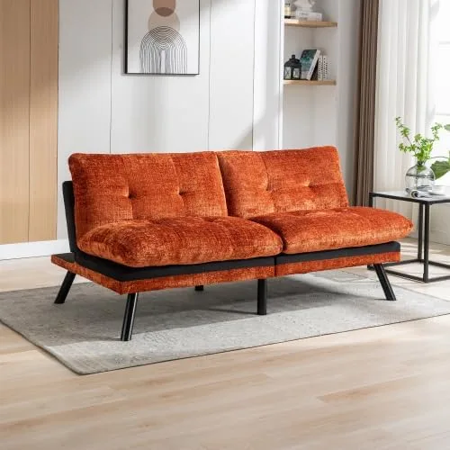 Miniatura 10 de anwickjeff Sofá cama futón, sofá convertible moderno, sofá biplaza plegable, sofás de futón transpirables para espacios pequeños compactos