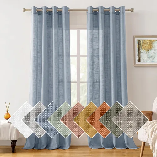 Miniatura 25 de HOMEIDEAS - Cortinas traslúcidas de lino rosa pálido, 2 paneles de 63 pulgadas de largo con textura de rosa polvoriento semitransparente, cortinas