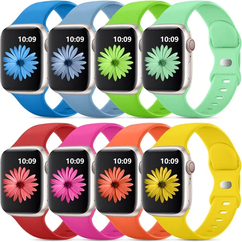 Miniatura 18 de DaQin - Paquete de 8 correas deportivas compatibles con Apple Watch de 38, 40, 41, 42, 44, 45, 46 y 49 mm, correa impermeable de silicona suave