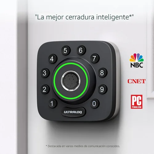 Miniatura 2 de ULTRALOQ Smart Lock U-Bolt Pro, 6 en 1 Cerradura de puerta de entrada sin llave con Bluetooth, huella digital biométrica y teclado, puerta de Negro