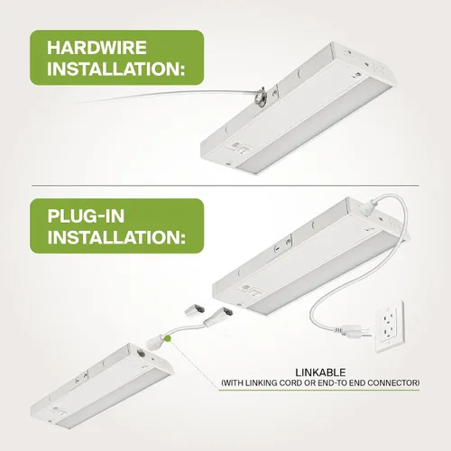 Miniatura 8 de ASD Iluminación LED para debajo del gabinete con enchufe o cableado de 9 pulgadas, luces regulables debajo del gabinete con interruptor