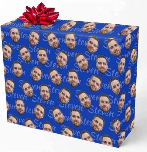 Miniatura 23 de M YESCUSTOM Papel de regalo con fotos personalizadas, papel de regalo para el Día de la Madre, Día del Padre, cumpleaños, Navidad
