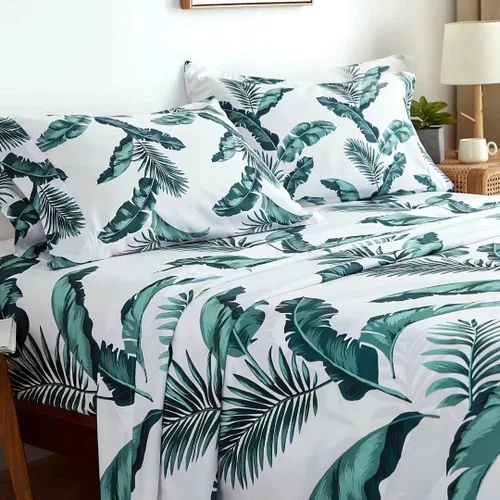 Miniatura 25 de KACEMOO Juego de sábanas California King de 4 piezas, sábanas con estampado floral, diseño bohemio, sábanas refrescantes de microfibra cepillada