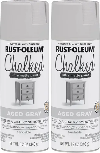 Rust-Oleum 302592 Pintura en aerosol a la tiza ultramate, 12 onzas (paquete de 2), gris envejecido gris (Aged Gray)