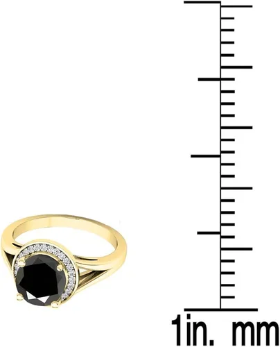 Miniatura 113 de Dazzlingrock Collection Anillo de compromiso redondo de 0.276 in con halo de diamante blanco y vástago dividido para ella en oro macizo de 14