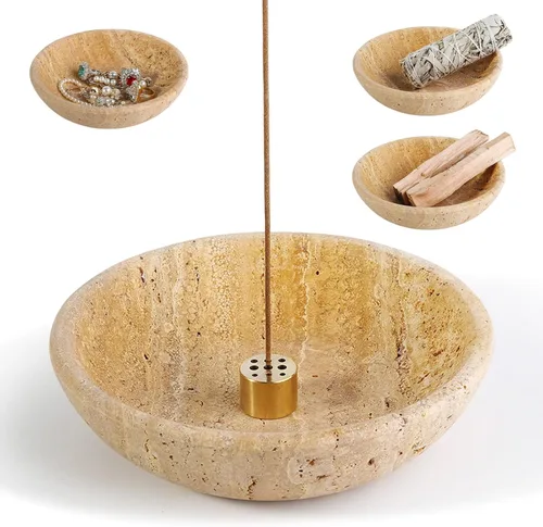 Miniatura 13 de Koville Porta Incienso de Mármol Natural Turco, Porta Inciensos para Varillas, Quemador de Inciensos Robusto con Recolector de Cenizas, Ideal