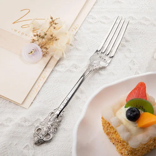 Miniatura 3 de callie Juego de 2 tenedores de boda personalizados con fecha, regalos grabados para novios, novios, tenedores de cubiertos vintage de acero