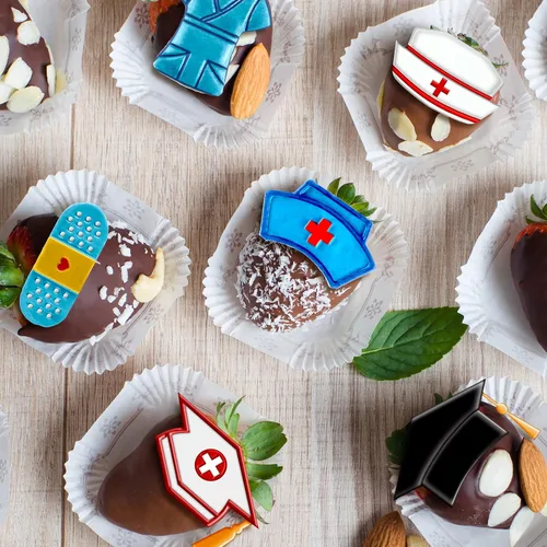 Miniatura 7 de Whaline Paquete de 2 moldes de silicona para fondant con temática de graduación de enfermera, equipo médico, equipo médico, molde de caramelo, molde