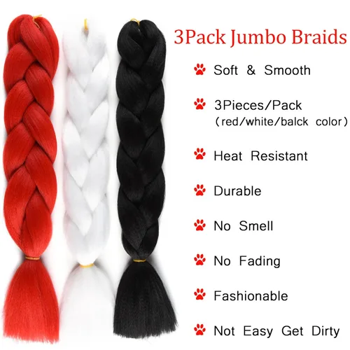 Miniatura 2 de Alileona Extensión de cabello trenzado jumbo de 24 pulgadas, caja jumbo de fibra sintética para trenzar el cabello, extensiones de cabello