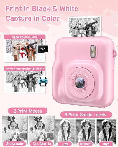 Miniatura 3 de Cámara para Niños con Impresión Instantánea, Cámara Digital Selfie de 48MP para Niños Regalos de Navidad y Cumpleaños, Cámaras de Impresión