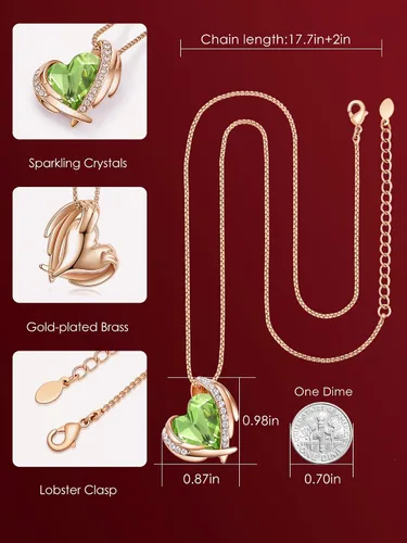 Miniatura 4 de CDE Love Heart Pendant Necklaces for Women Silver Tone Rose Gold Tone Crystals Birthstone Christmas Jewelry Gifts for Women Mother's Day