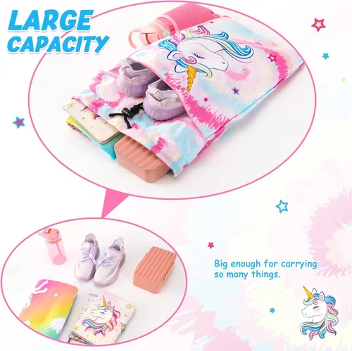 Miniatura 3 de WAWSAM Mermaid Gym - Mochila con cordón, Unicornio Rosa, Mochila con cordón para gimnasio