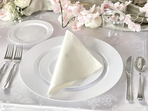 Miniatura 3 de OCCASIONS 50, 150, 200 piezas lisas (para 25 invitados) 10.5 pulgadas, 7.5 pulgadas + cubiertos Hotel Plain White
