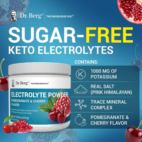 Miniatura 7 de Dr. Berg Zero Sugar Hydration Keto Electrolyte Powder - Mejorado con 1000 mg de potasio y sal rosa real del Himalaya (no sal de mesa) - Suplemento