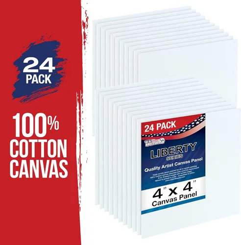 Miniatura 2 de U.S. Art Supply Paneles de lienzo artístico de 4 x 4 pulgadas, paquete de 24 unidades, lienzos de algodón pesado de 8 onzas sin ácidos para pintar