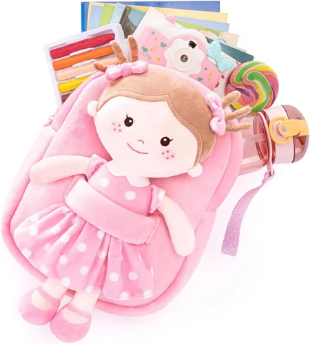 Miniatura 36 de Onetoo Mochila para niños pequeños, regalos de regreso a clases, mochilas para niñas y niños con muñecas de bebé ligeras y suaves en vestido