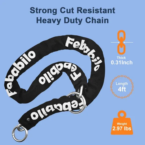 Miniatura 2 de Candados de bicicleta resistentes antirrobo, combinación de 4 dígitos con bloqueo de seguridad a prueba de cortes de 4 pies x 0.315 in, combo grande