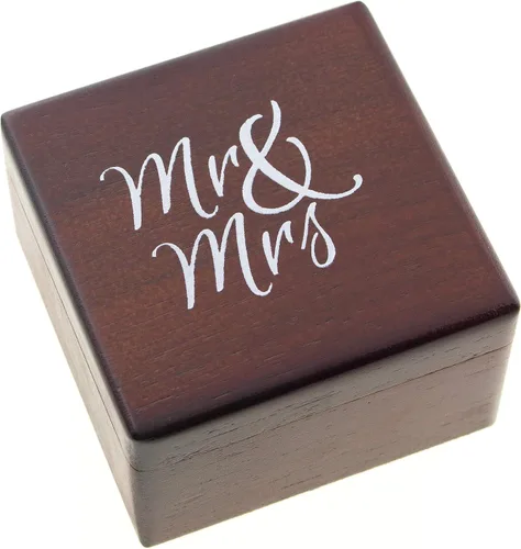 Miniatura 8 de Ella Celebration Caja de madera para anillos de ceremonia de boda, caja rústica vintage para portador de anillos, cajas únicas para anillos de Para